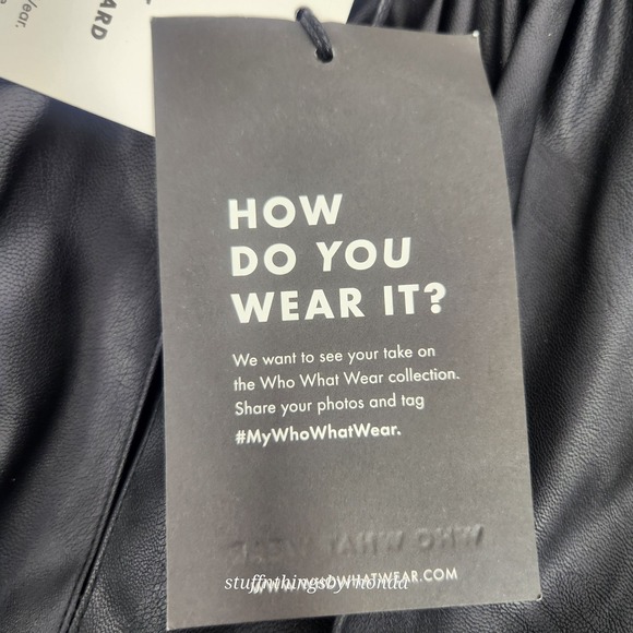 NWT Who What Wear‎ Black Vegan Faux Leather Puff Sleeve Mini Shift Womens Size M - Picture 6 of 13